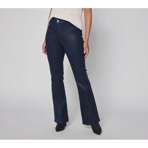 Denim & Co. Women's Pants Sz 6 PHL Jet-Set Coated Boot-cut Jeans Blue A702853